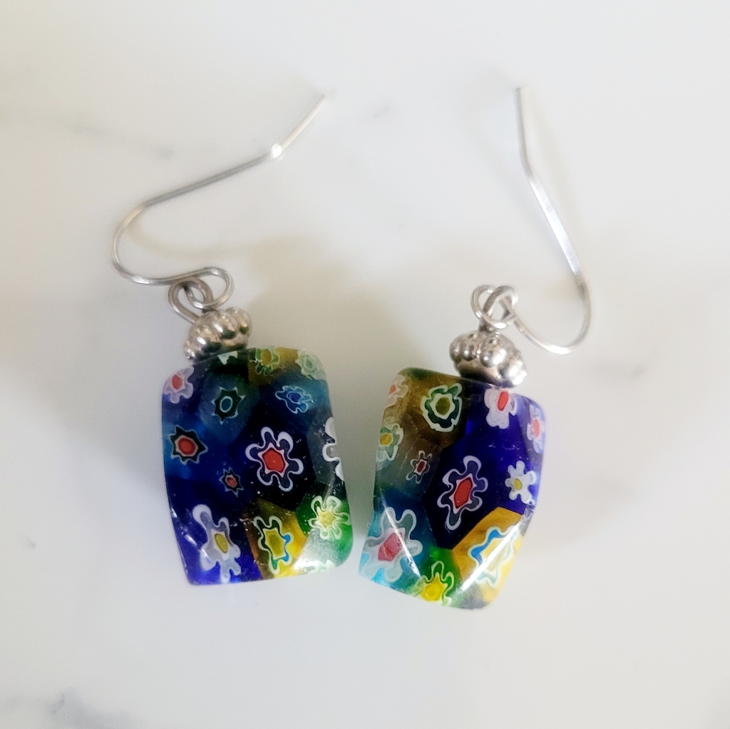 Murano Glass Blue Earrings